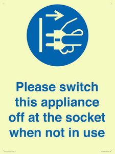Please switch this appliance off at the socket when not in use